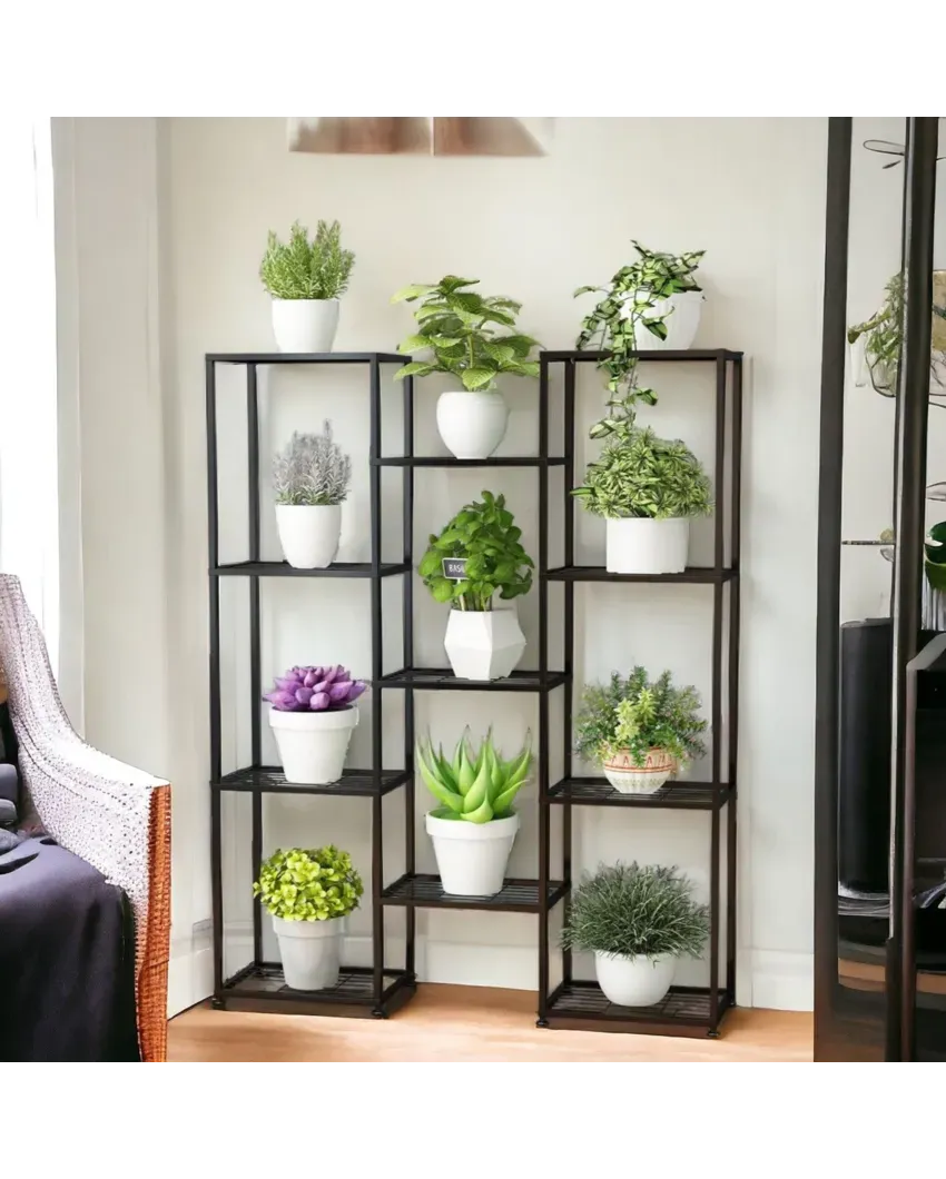 Black Plantica Metal Plant Stand 11 Tier | 43 x 10 x 52 inches