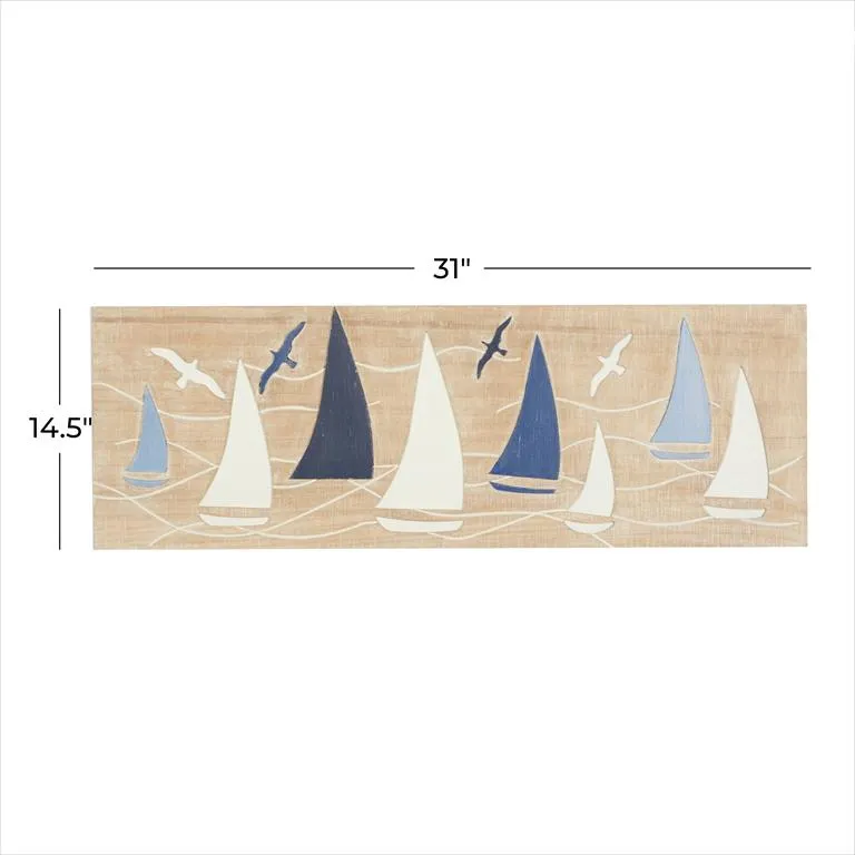 BROWN WOOD SAIL BOAT WALL DECOR