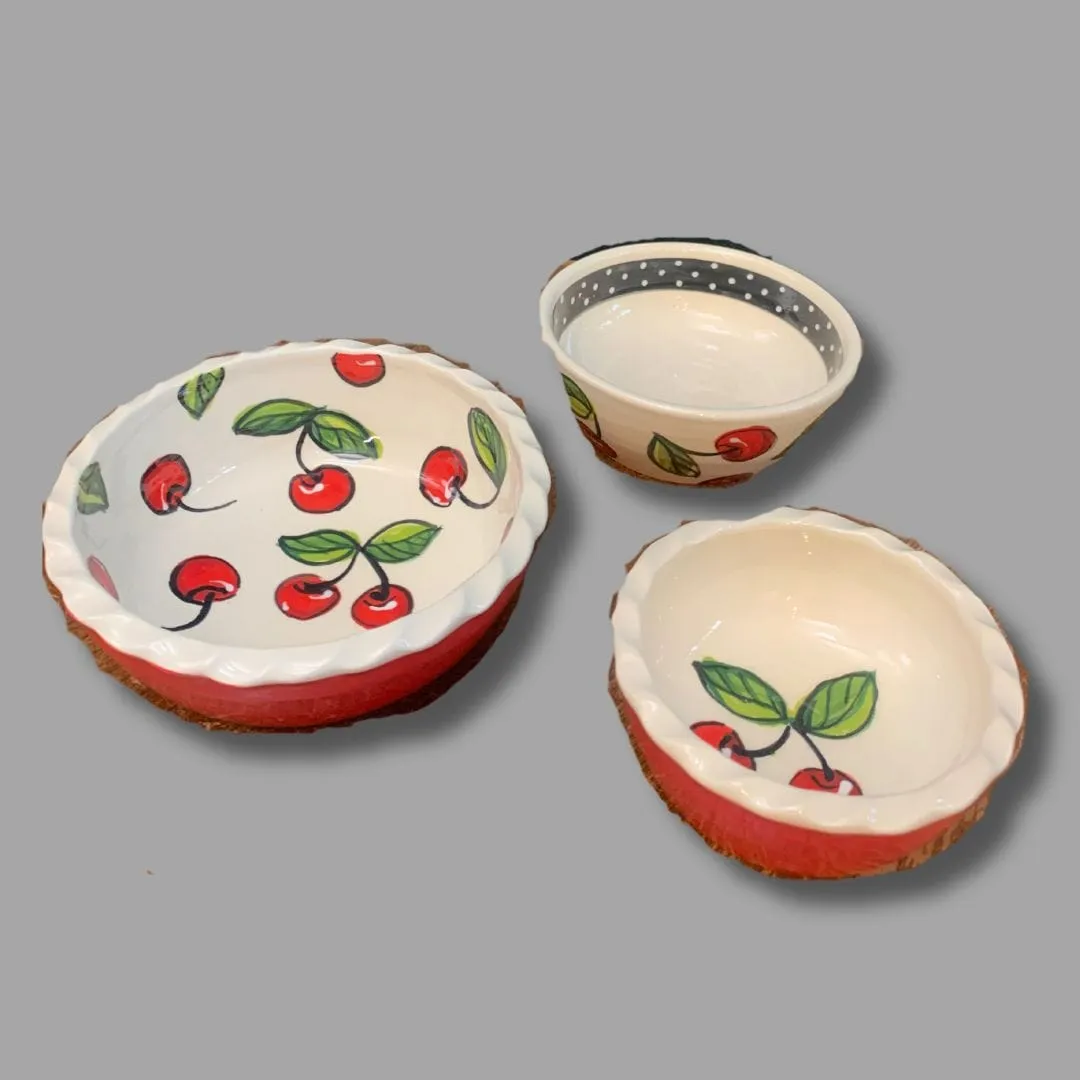 Cherry Dip Bowls: set of 3