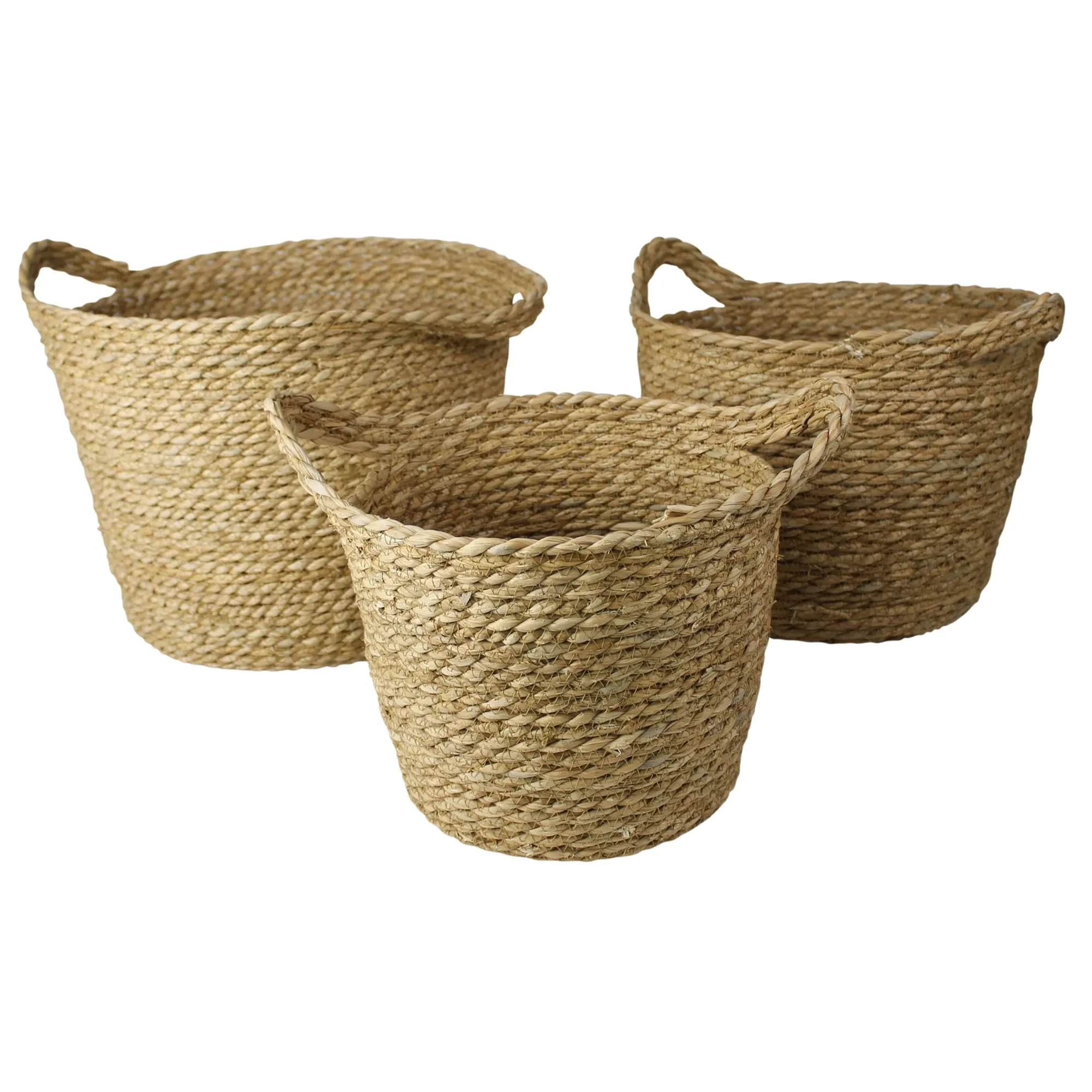Gideon Grass Baskets - Set/3 By HomArt