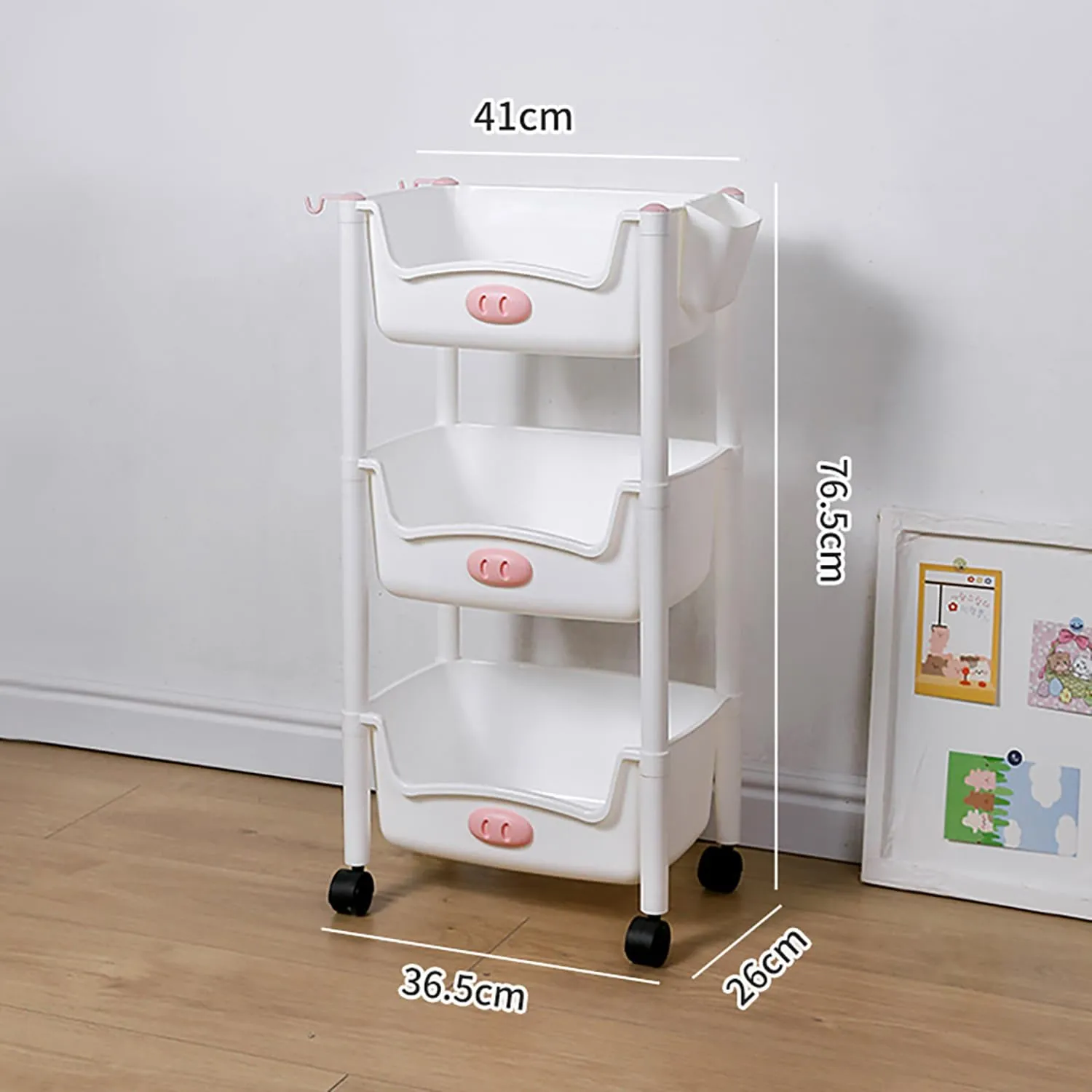 Kuber Industries (Set of 4) Slim Storage Organizer Rack | 3-Layer Rack for Storage | Laundry Organizers and Storage Racks | Side Rack for Kitchen | White