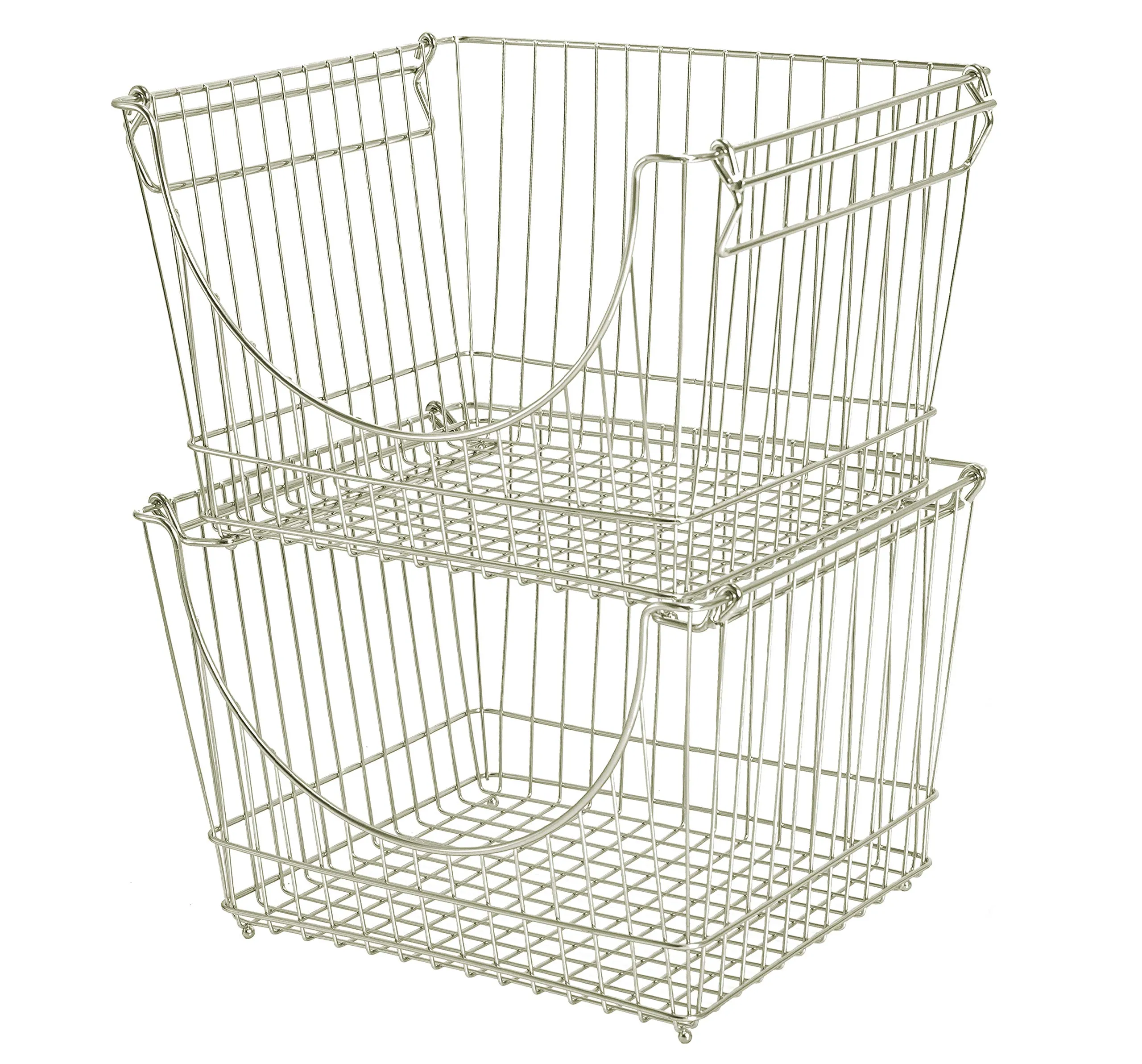 Large Metal Wire Stacking Baskets with Handles