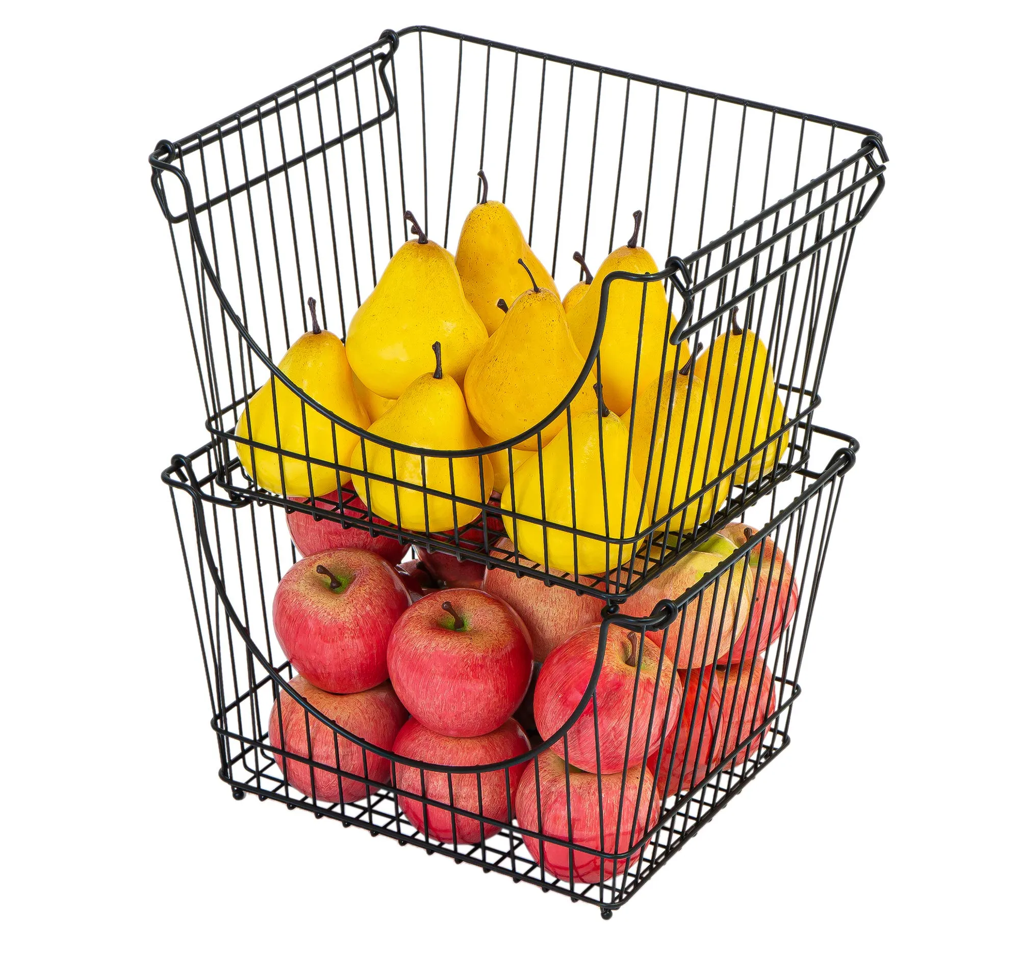 Large Metal Wire Stacking Baskets with Handles