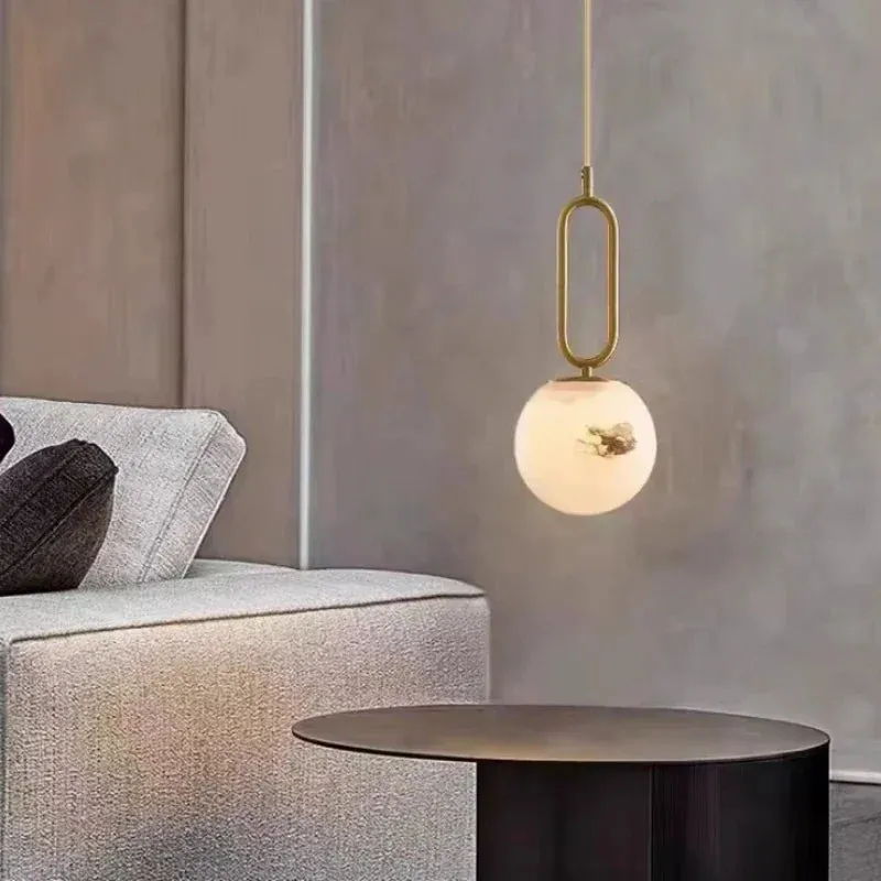 Orbit Glow Marble & Brass Pendant Light